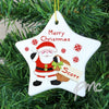 Personalised Felt Stitch Santa Ceramic Star Decoration