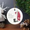 Personalised Santas Home For Christmas Round Ceramic Decoration