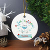 Personalised Polar Bear My 1st Christmas Round Ceramic Decoration