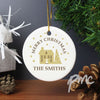 Personalised Festive Village Round Ceramic Decoration