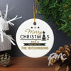 Personalised Merry Christmas And A Happy New Year Round Ceramic Decoration