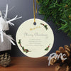 Personalised Traditional Christmas Round Ceramic Decoration