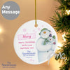 Personalised The Snowman and the Snowdog Pink Round Decoration