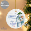 Personalised The Snowman and the Snowdog Blue Round Decoration
