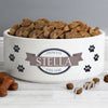 Personalised Blue Paws 16cm Large White Pet Bowl