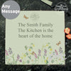 Personalised Country Diary Wild Flowers Glass Chopping Board