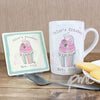 Personalised Vintage Pastel Cupcake Mug & Coaster Set