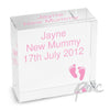 Personalised Footprints Pink Medium Crystal Token