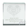 Personalised Damask White Heart Large Crystal Token