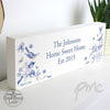 Personalised Country Diary Blue Blossom Wooden Block Sign