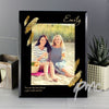 Personalised Golden Feather 5x7 Black Glass Photo Frame