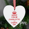Personalised Keep Calm Design Wooden Heart Shaped Decoration