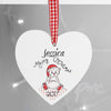 Personalised Christmas Teddy Design Wooden Heart Shaped Decoration