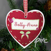 Personalised Button Name Heart Wooden Heart Decoration