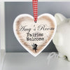 Personalised Fairies Welcome Wooden Heart Shaped Decoration