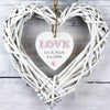 Personalised Floral Design Love Wicker Heart Decoration