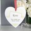 Personalised Elegant Cream Wooden Heart Decoration