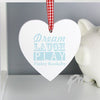 Personalised Dream Blue Wooden Heart Decoration