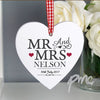 Personalised Mr & Mrs Wooden Heart Decoration