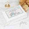 Personalised Blue Baby Elephant White Wooden Keepsake Box