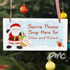 Personalised Felt Stitch Santa Stop Here Wooden Sign