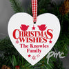 Personalised Christmas Wishes Wooden Heart Decoration