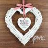 Personalised Mr & Mrs Wicker Heart Decoration