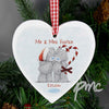 Personalised Me To You Couple Christmas Wooden Heart Decoration