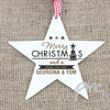 Personalised Merry Christmas And A Happy New Year Wooden Star Decoration