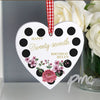 Personalised Floral Dot Wooden Heart Decoration