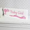 Personalised Up & Away Baby Girl Wooden Block Sign