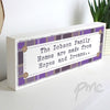 Personalised Purple Tartan Wooden Block Sign