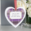 Personalised Purple Tartan Wooden Heart Decoration