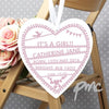 Personalised Pink Papercut 22cm Large Wooden Heart Decoration