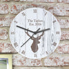 Personalised Highland Stag Shabby Chic Wooden Clock