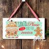 Personalised Gingerbread House Santa Stop Here Wooden Sign