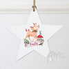 Personalised Festive Fawn Wooden Star Decoration