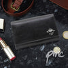 Personalised Crown Black Leather Purse