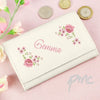 Personalised Floral Cream Leather Purse
