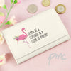 Personalised Flamingo Cream Leather Purse
